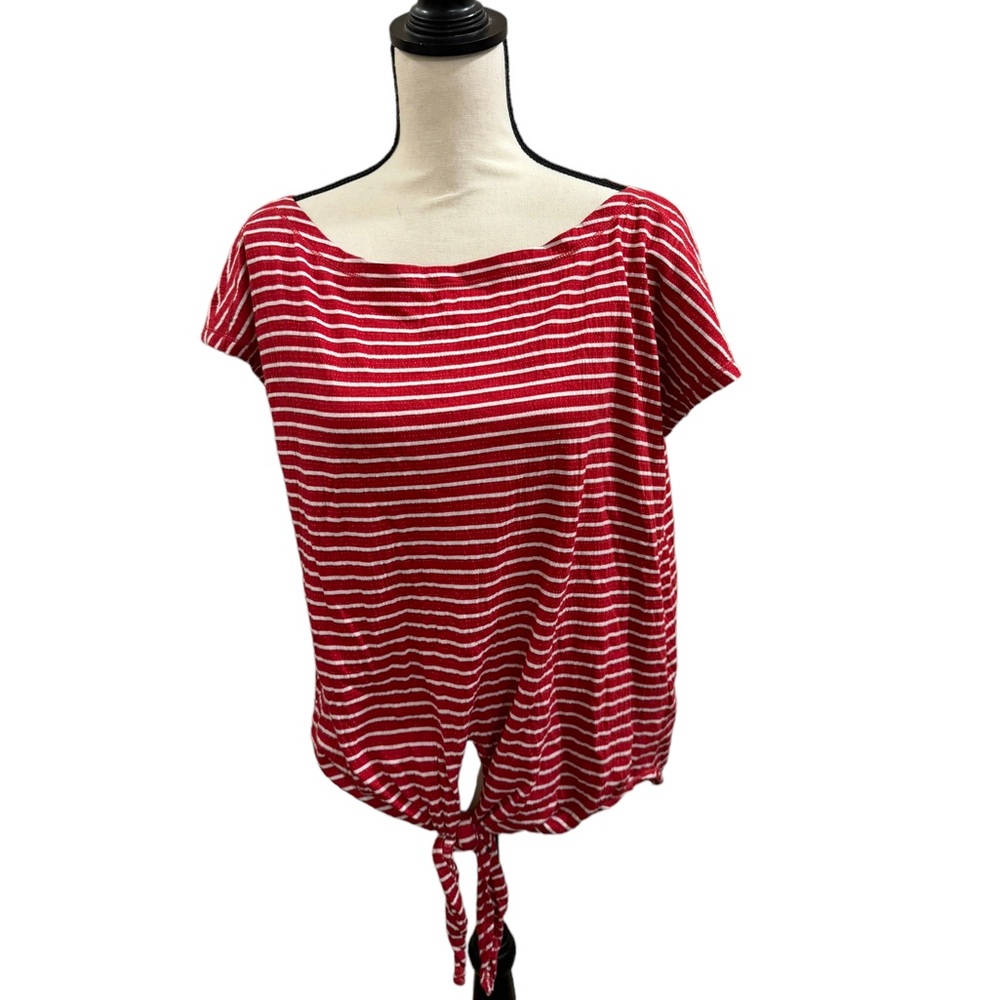 NAUTICAL STYLE FRONT TIE BLOUSE